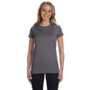 LAT Women's Charcoal Junior Fit Fine Jersey T-Shirt