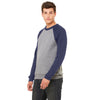 Bella + Canvas Unisex Deep Heather/Navy Sponge Fleece Crew Neck Sweatshirt