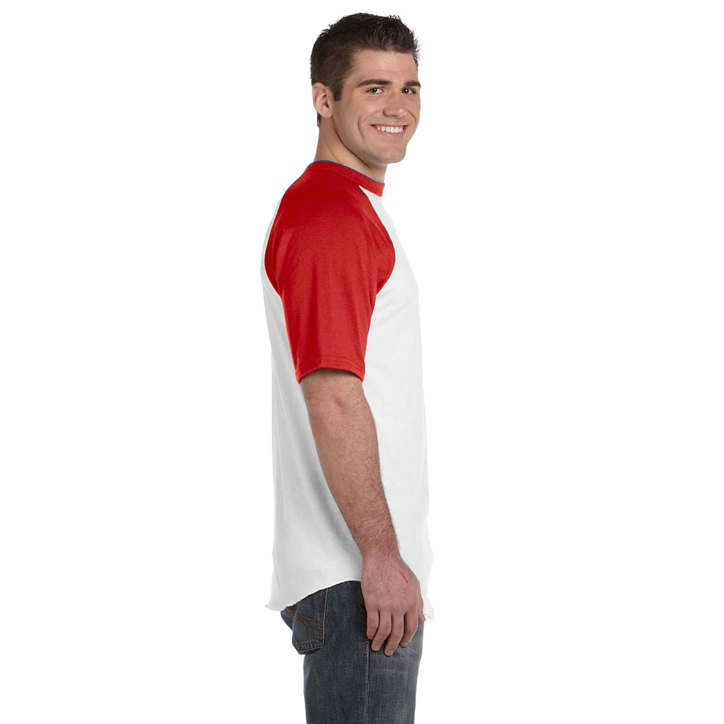 Augusta Sportswear Men's White/Red Short-Sleeve Baseball Jersey