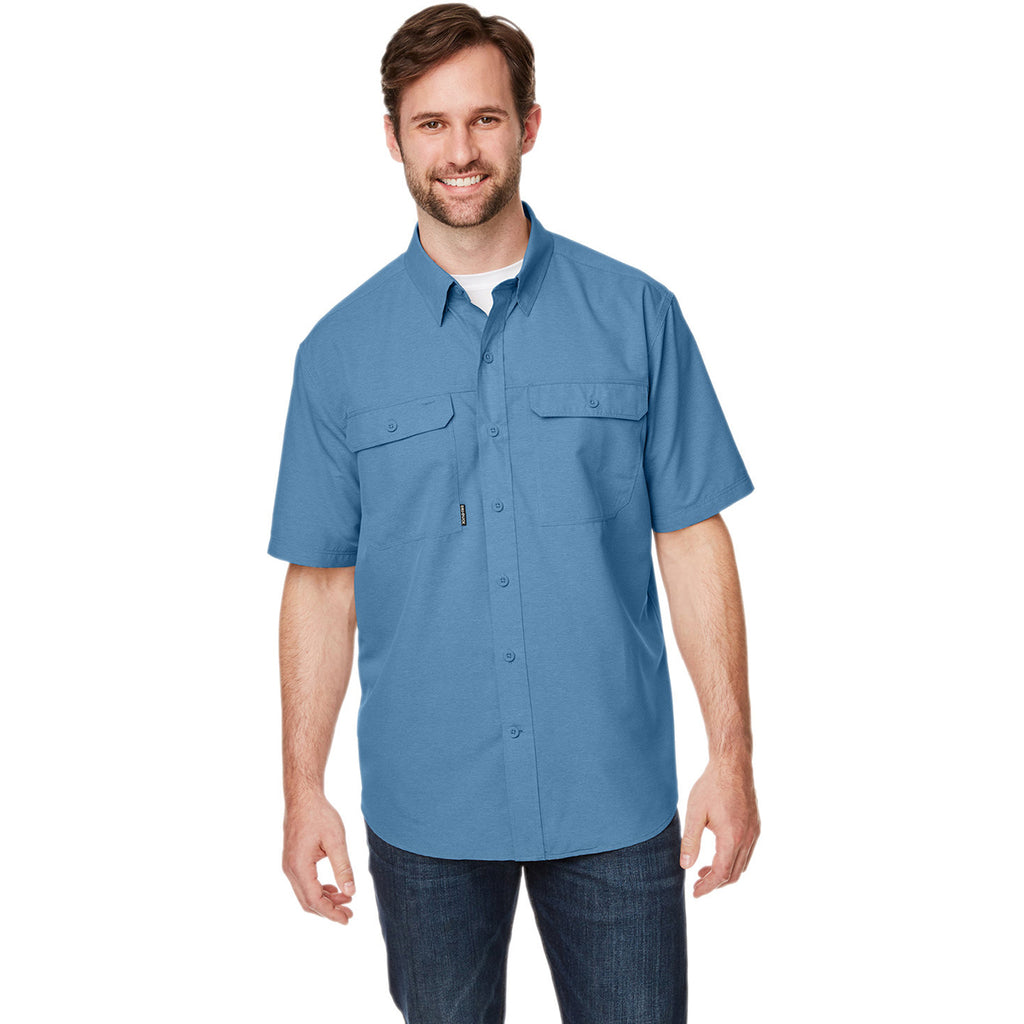 Dri Duck Men's Slate Blue Crossroad Dobby Short-Sleeve Woven Shirt