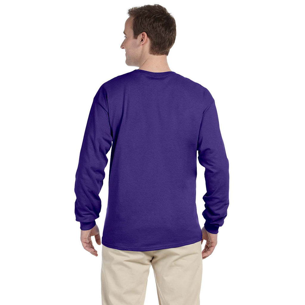 Fruit of the Loom Men's Purple 5 oz. HD Cotton Long-Sleeve T-Shirt