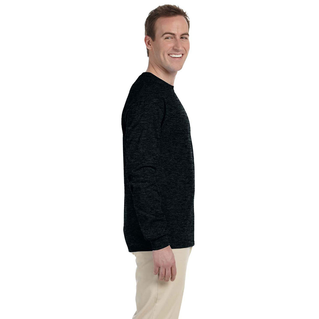 Fruit of the Loom Men's Black Heather 5 oz. HD Cotton Long-Sleeve T-Shirt