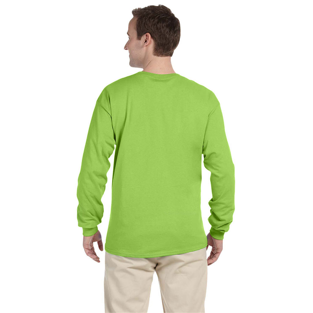 Fruit of the Loom Men's Neon Green 5 oz. HD Cotton Long-Sleeve T-Shirt