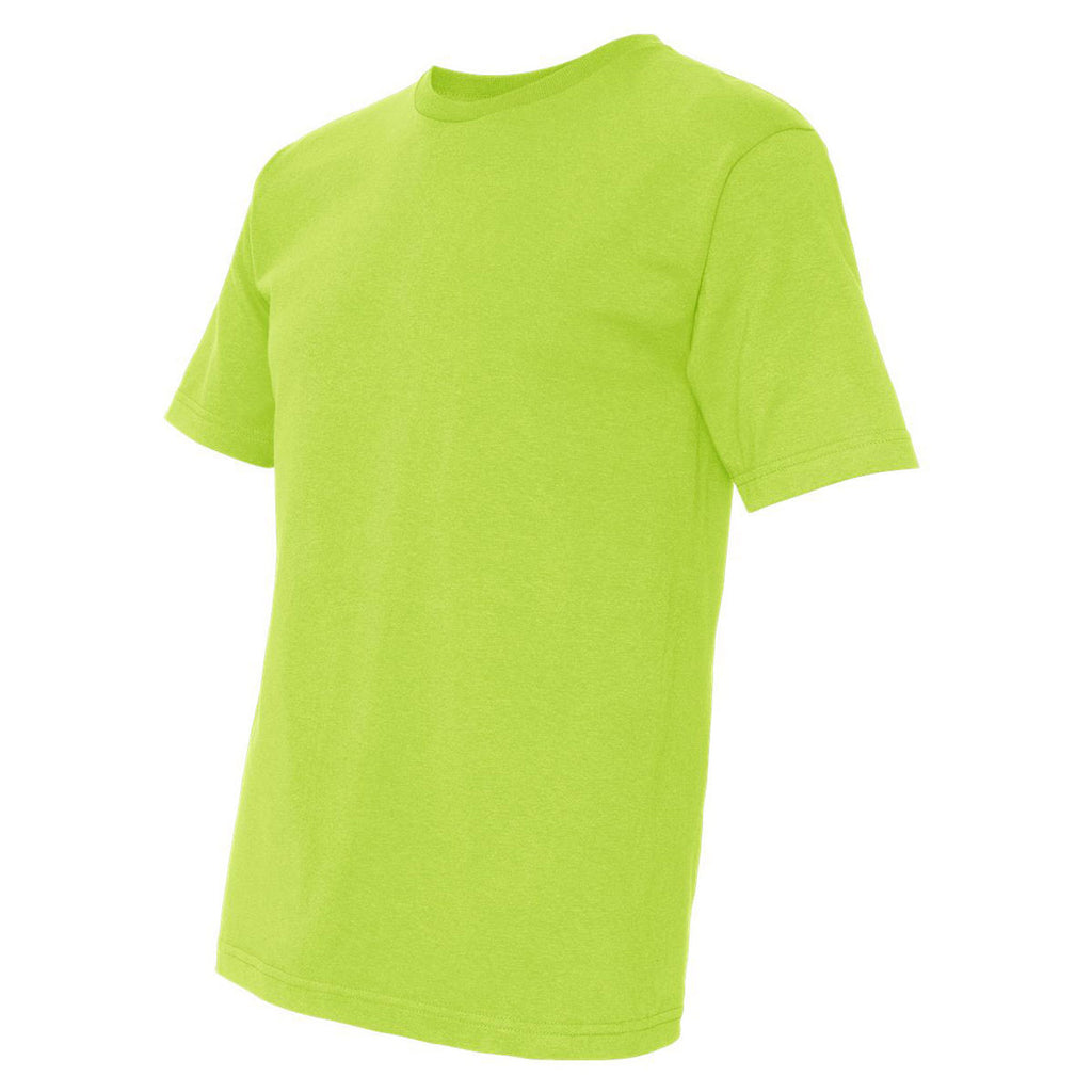 Bayside Men's Lime Green USA-Made 100% Cotton Short Sleeve T-Shirt