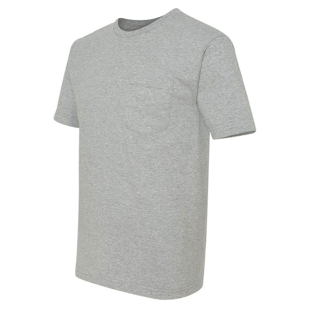 Bayside Men's Dark Ash USA-Made Short Sleeve T-Shirt with Pocket