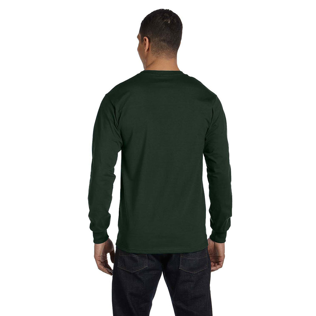 Hanes Men's Deep Forest 6.1 oz Long-Sleeve Beefy-T