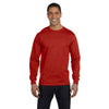 Hanes Men's Deep Red 6.1 oz Long-Sleeve Beefy-T