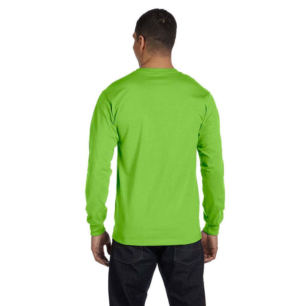 Hanes Men's Lime 6.1 oz Long-Sleeve Beefy-T