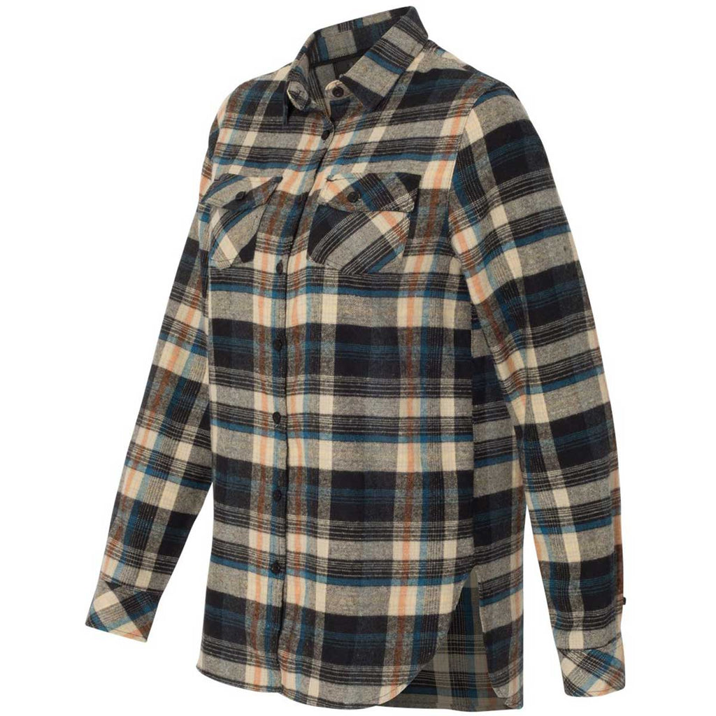 Burnside Women's Dark Khaki Yarn-Dyed Long Sleeve Flannel Shirt