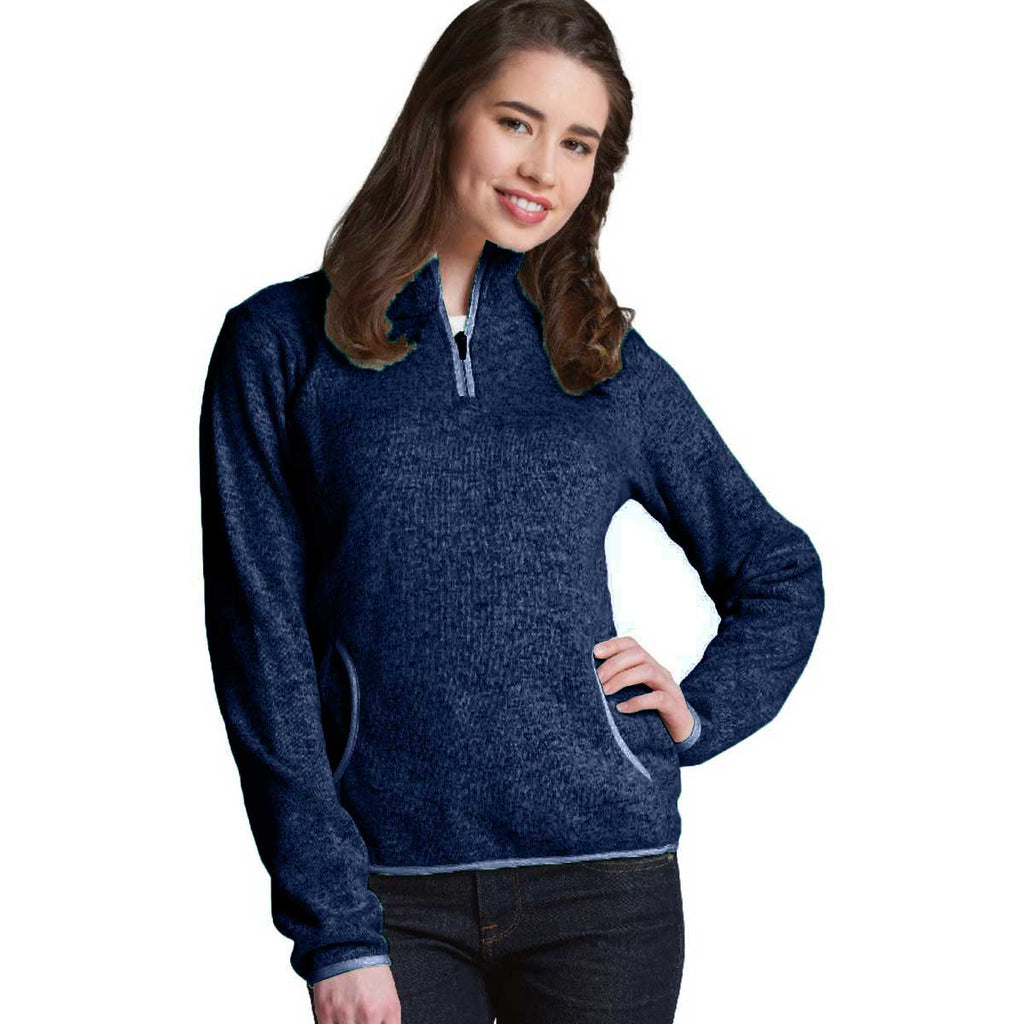 Charles River Women's Navy Heather Heathered Fleece Pullover