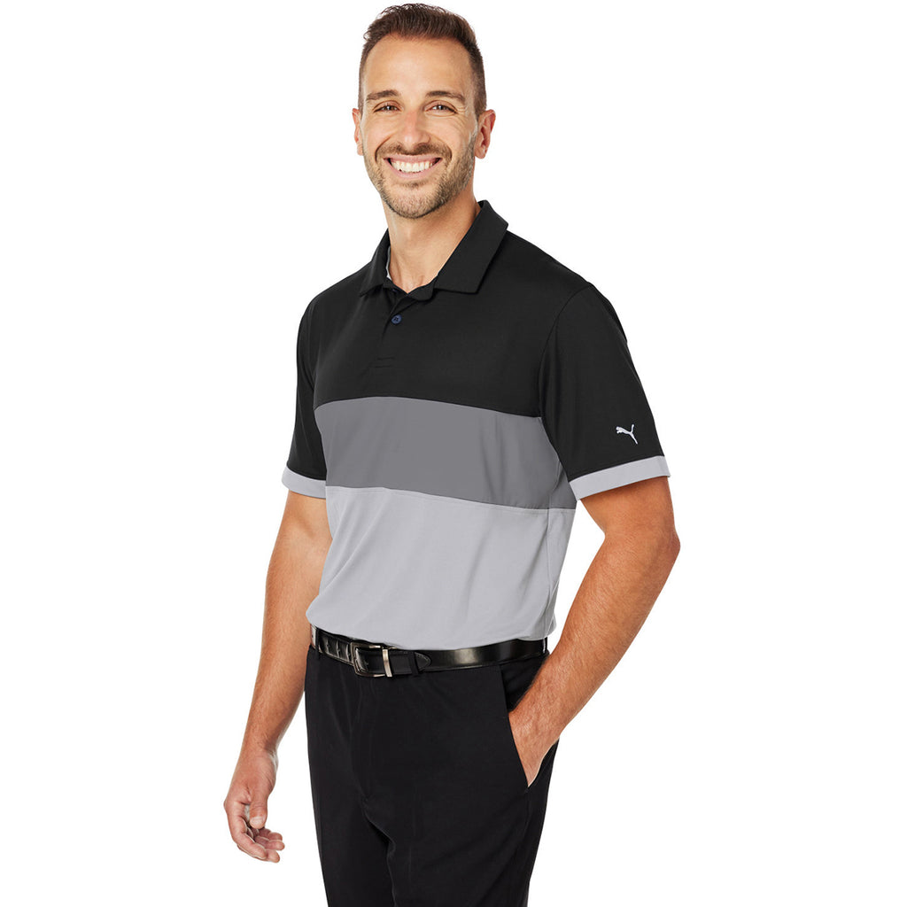 Puma Golf Men's Puma Black/High Rise Cloudspun Highway Polo