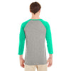 Jerzees Men's Oxford/Mint Heather 4.5 Oz Tri-Blend Baseball Raglan