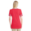 Jerzees Women's Fiery Red Heather/Oxford 4.5 Oz Tri-Blend Varsity V-Neck T-Shirt