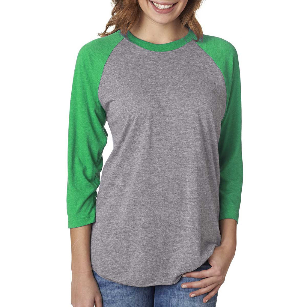 Next Level Unisex Envy/Premium Heather Triblend 3/4-Sleeve Raglan Tee