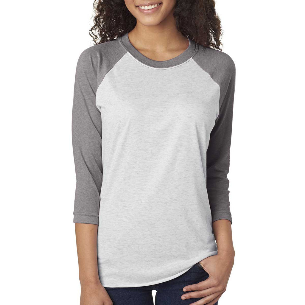 Next Level Unisex Premium Heather/Heather White Triblend 3/4-Sleeve Raglan Tee