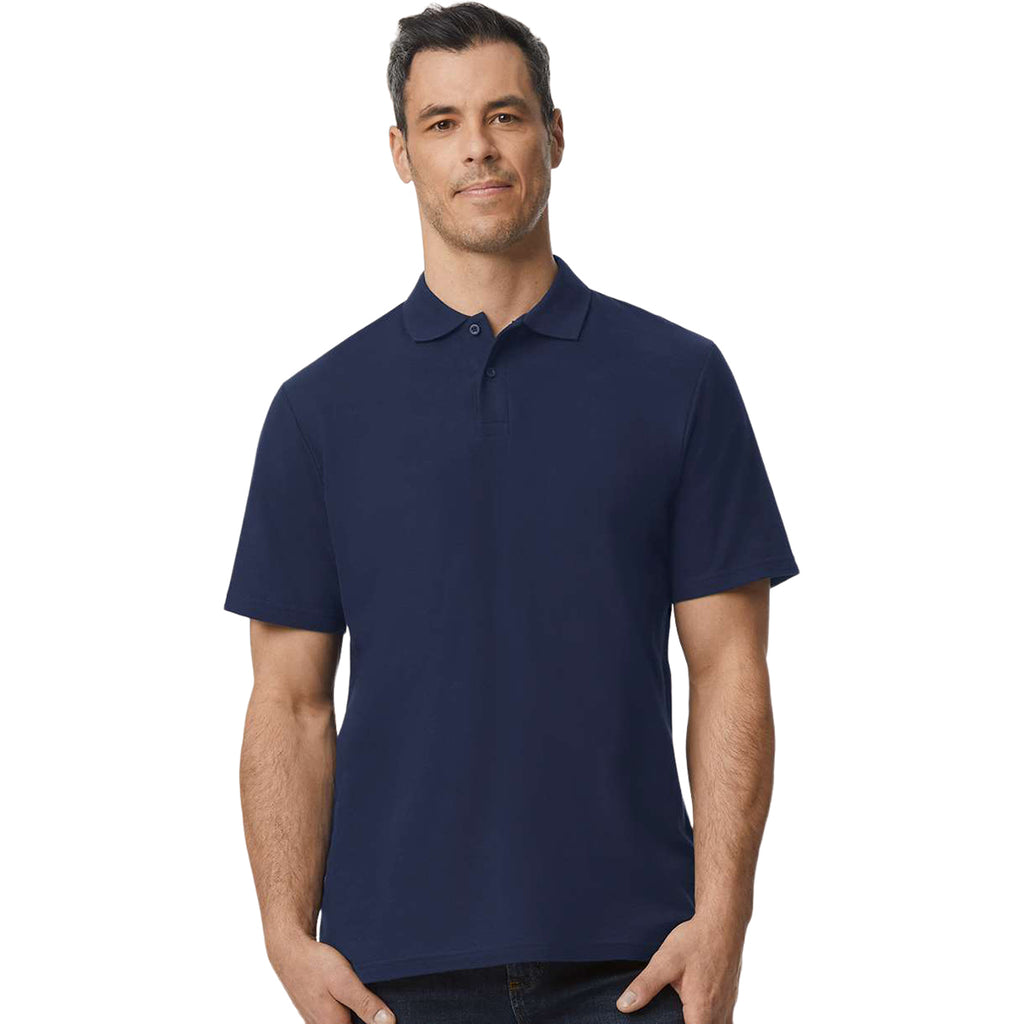 Gildan Men's Navy Softstyle Adult Pique Polo