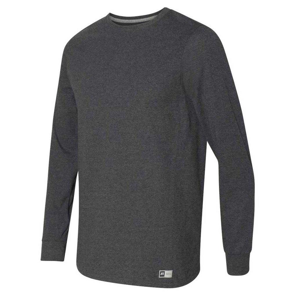 Russell Athletic Men's Black Heather Essential 60/40 Performance Long Sleeve T-Shirt