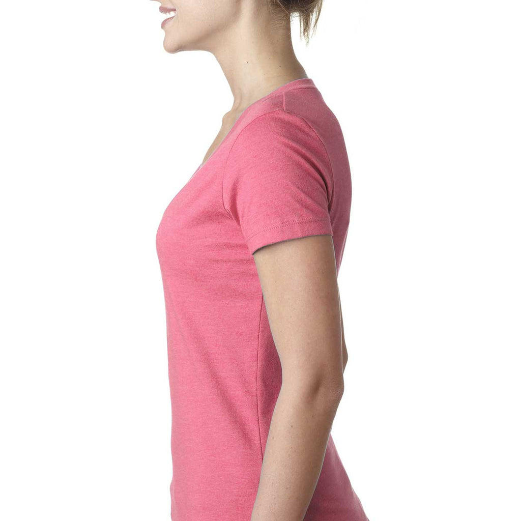 Next Level Women's Hot Pink CVC Deep V Tee