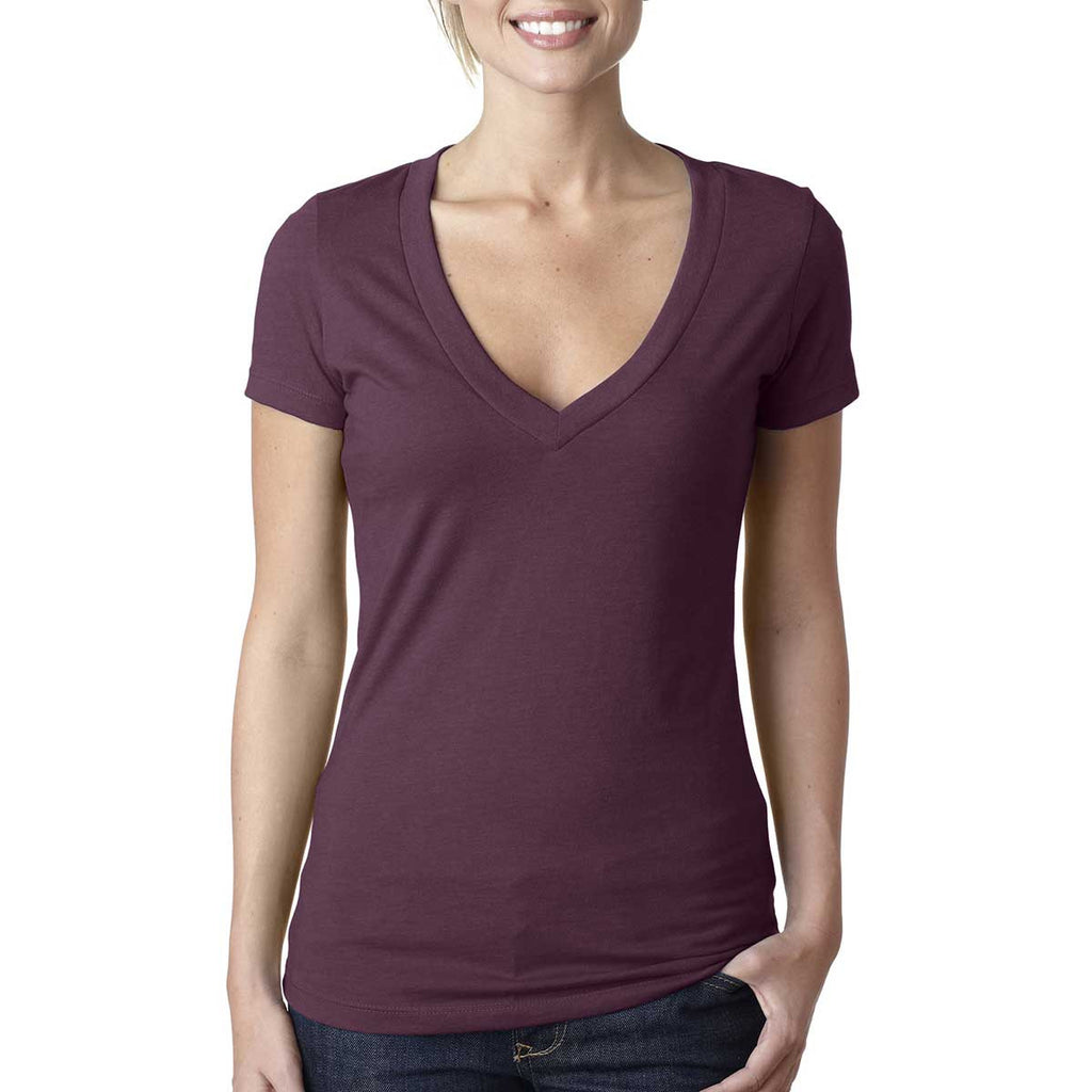 Next Level Women's Plum CVC Deep V Tee