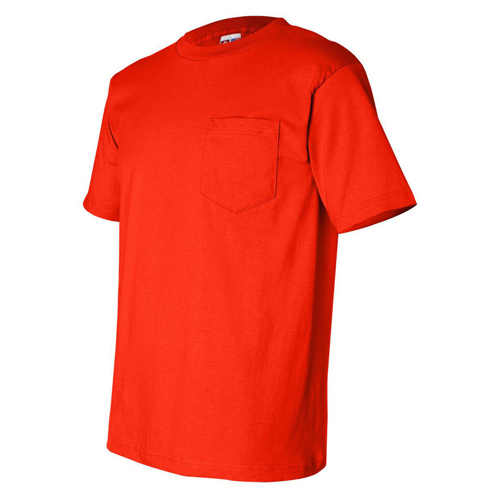 Bayside Men's Bright Orange USA-Made Short Sleeve T-Shirt with Pocket