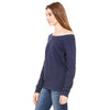 Bella + Canvas Women's Navy Wide Neck Sweatshirt