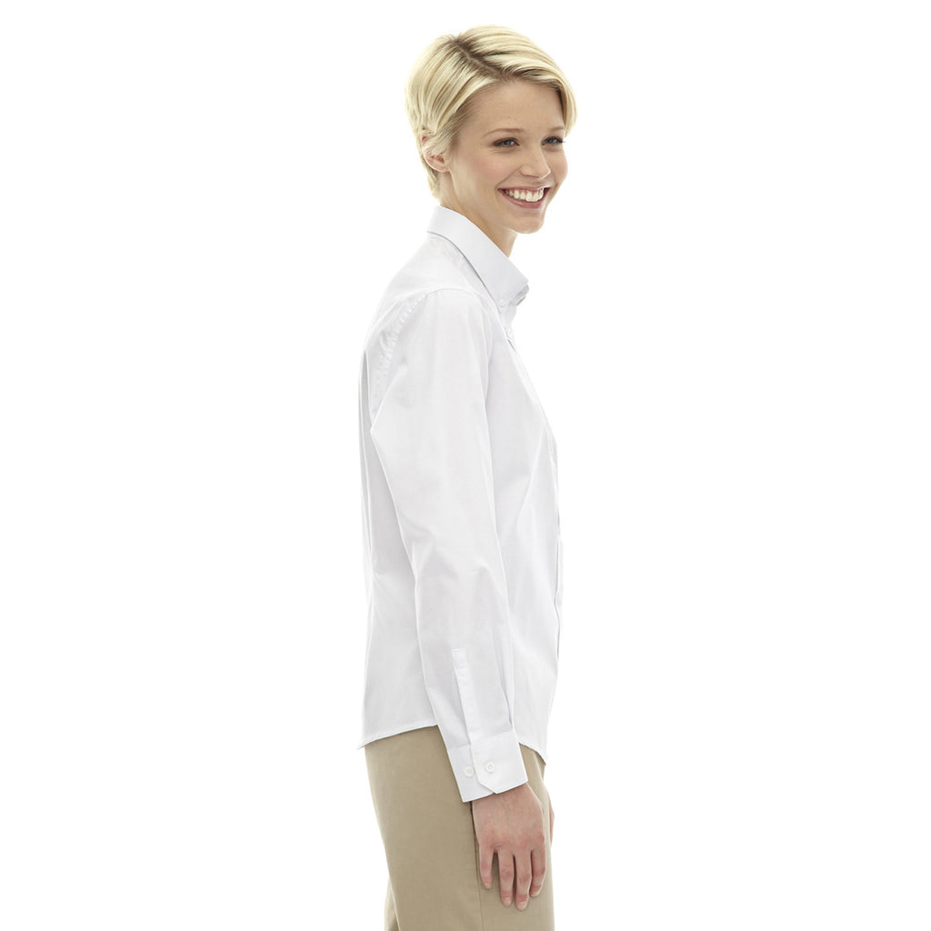 Core 365 Women's White Operate Long-Sleeve Twill Shirt