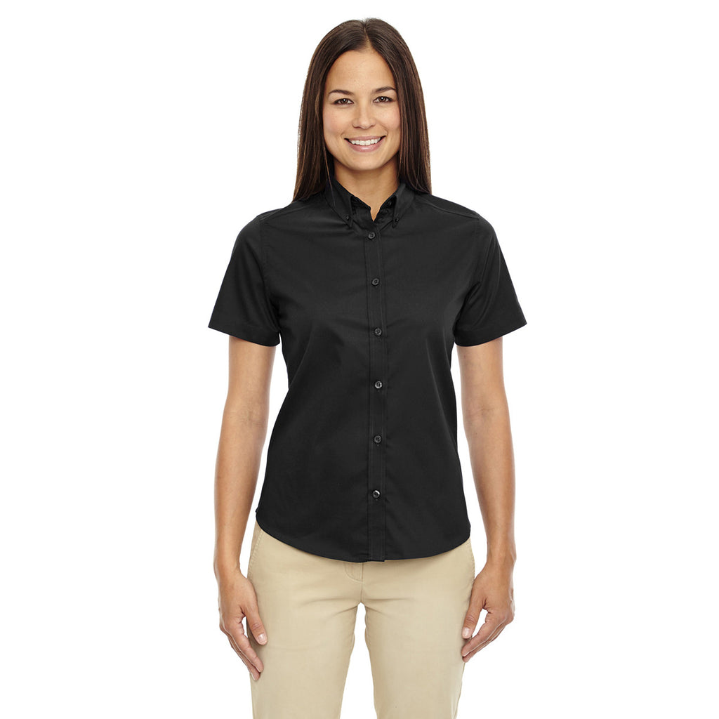 Core 365 Women's Black Optimum Short-Sleeve Twill Shirt