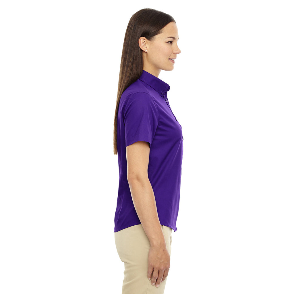 Core 365 Women's Campus Purple Optimum Short-Sleeve Twill Shirt