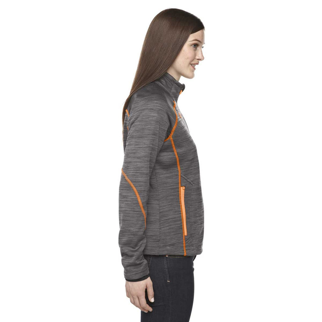 North End Women's Carbon/Orange Soda Flux Melange Fleece Jacket