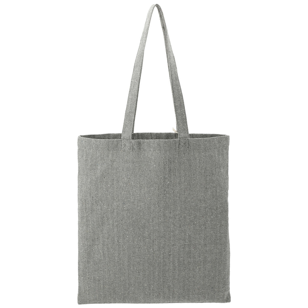 Leeds Dark Grey Recycled Cotton Herringbone Tote with Zip Pocket