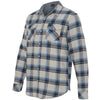 Burnside Men's Grey/Blue Yarn-Dyed Long Sleeve Flannel Shirt