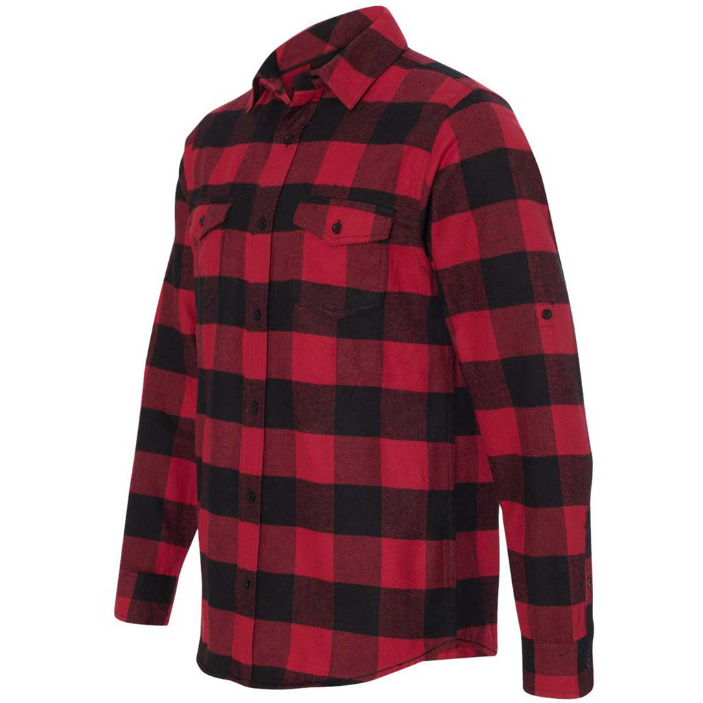 Burnside Men's Red/Black Buffalo Yarn-Dyed Long Sleeve Flannel Shirt