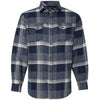 Burnside Men's Indigo Snap Front Long Sleeve Plaid Flannel Shirt