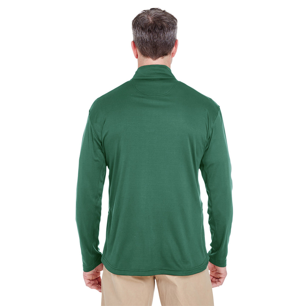 UltraClub Men's Forest Green Cool & Dry Sport Quarter-Zip Pullover