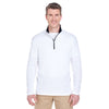 UltraClub Men's White Cool & Dry Sport Quarter-Zip Pullover