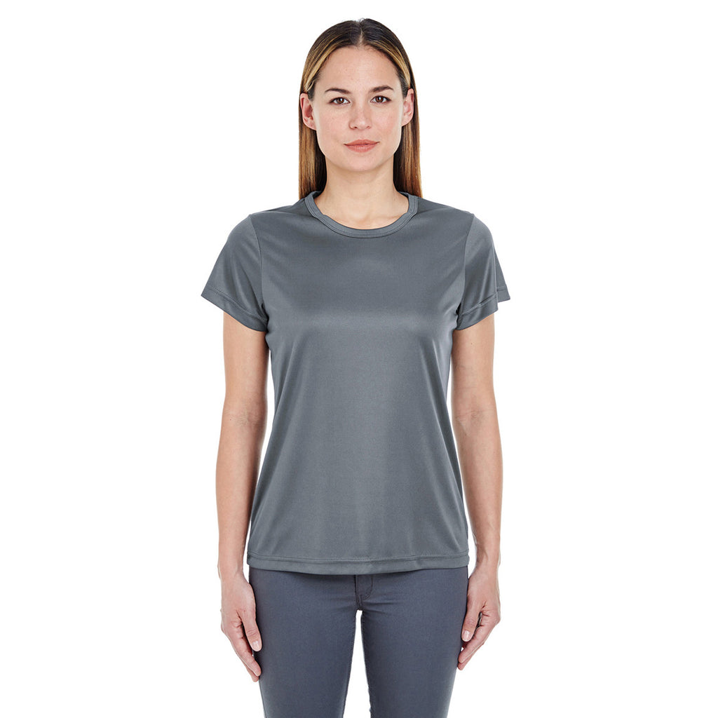 UltraClub Women's Charcoal Cool & Dry Sport Performance Interlock T-Shirt