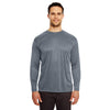 UltraClub Men's Charcoal Cool & Dry Sport Long-Sleeve Performance Interlock T-Shirt