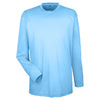 UltraClub Men's Columbia Blue Cool & Dry Sport Long-Sleeve Performance Interlock T-Shirt