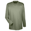 UltraClub Men's Military Green Cool & Dry Sport Long-Sleeve Performance Interlock T-Shirt