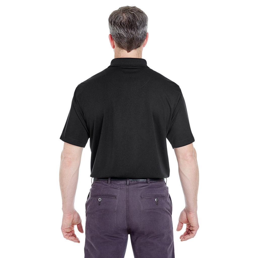 UltraClub Men's Black Cool & Dry Stain-Release Performance Polo