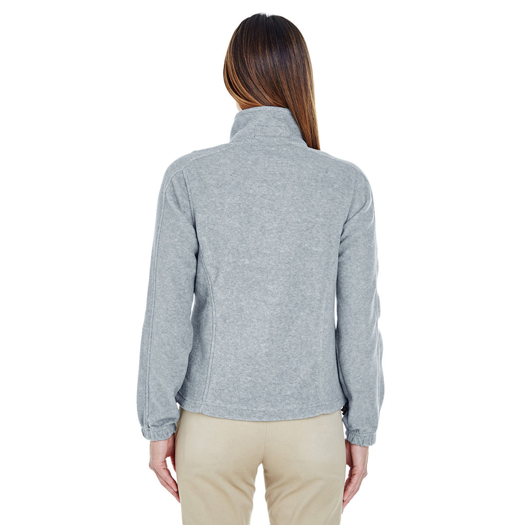 UltraClub Women's Grey Heather Iceberg Fleece Full-Zip Jacket