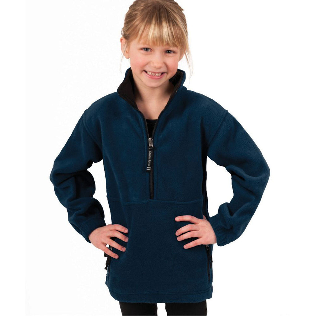 Charles River Youth Navy/Black Adirondack Fleece Pullover