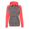 J. America Women's Charcoal Fleck/Fire Coral Colorblock Cosmic Fleece Hooded Pullover Sweatshirt