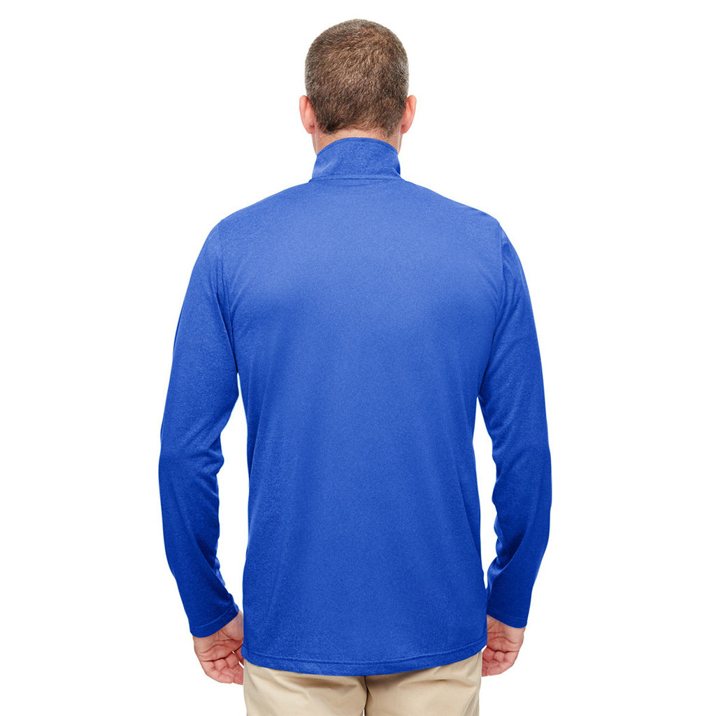 UltraClub Men's Royal Heather Cool & Dry Heathered Performance Quarter-Zip