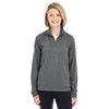 UltraClub Women's Black Heather Cool & Dry Heathered Performance Quarter-Zip