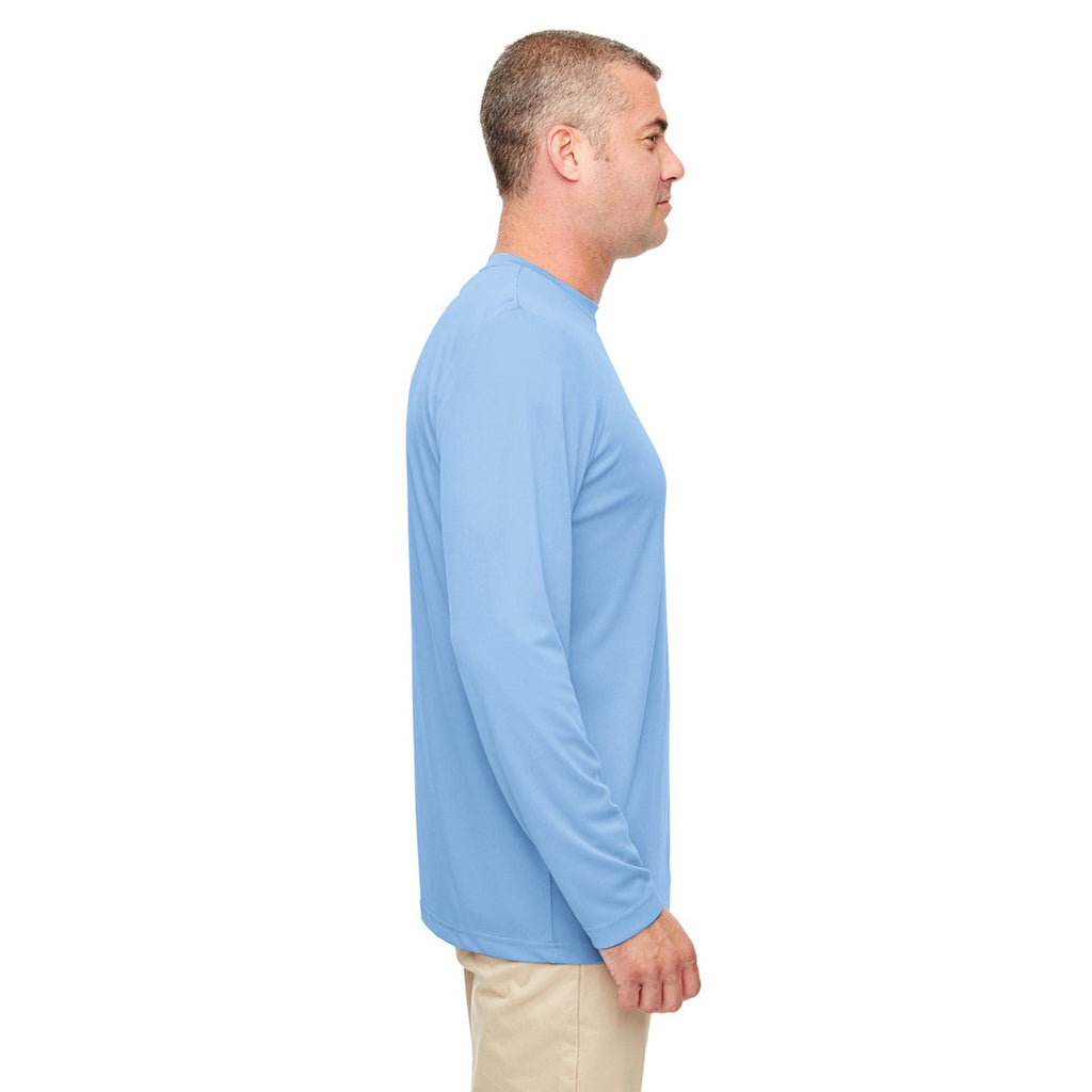 UltraClub Men's Columbia Blue Cool & Dry Performance Long-Sleeve Top