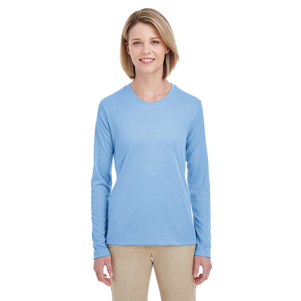 UltraClub Women's Columbia Blue Cool & Dry Performance Long-Sleeve Top