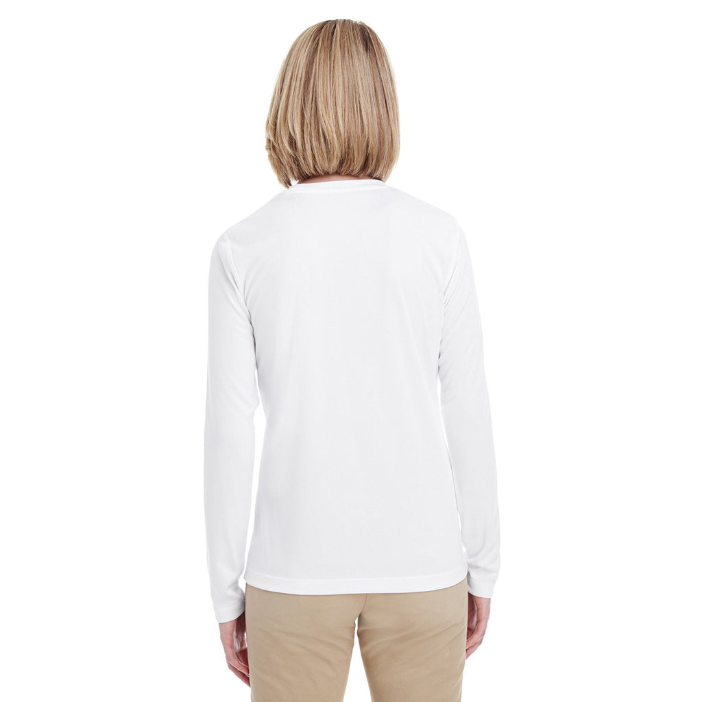 UltraClub Women's White Cool & Dry Performance Long-Sleeve Top