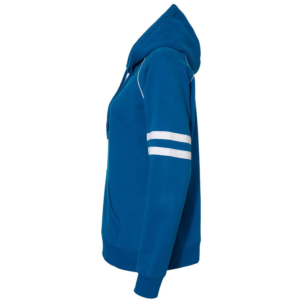 J. America Women's Royal Varsity Fleece Piped Hooded Sweatshirt