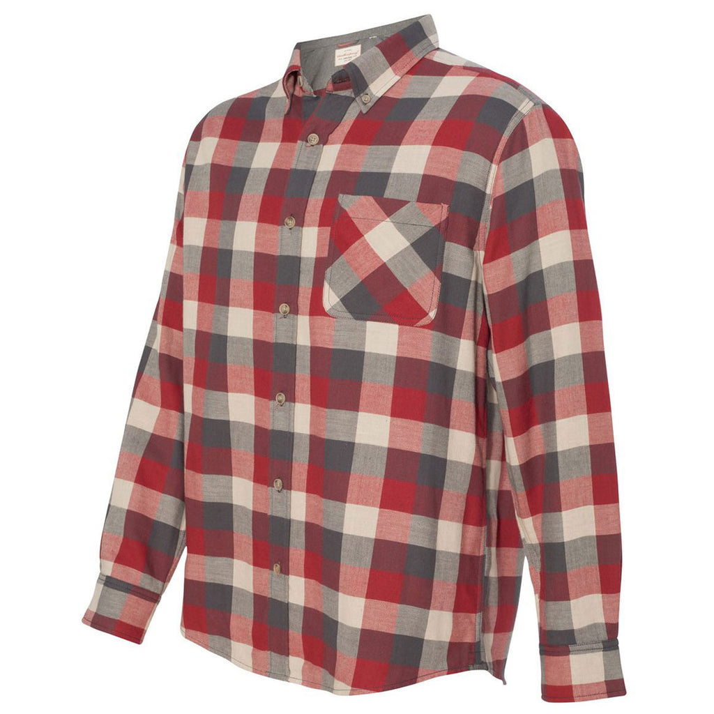 Weatherproof Men's Black/Red Vintage Brushed Flannel Long Sleeve Shirt